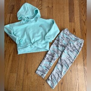RBX Kids Aqua Hoodie and Camo Matching Leggings Set Size 4T